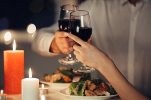 Jantar Romântico com vinho